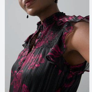 Sleeveless Smocked Ruffle Midi Dress